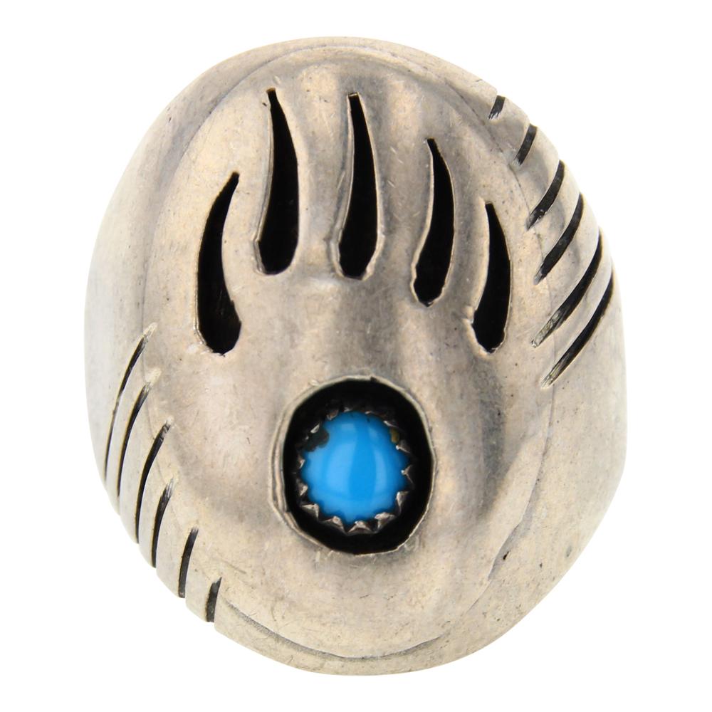 Vintage Kingman Turquoise Men's Bear Paw Ring (1 of 3)