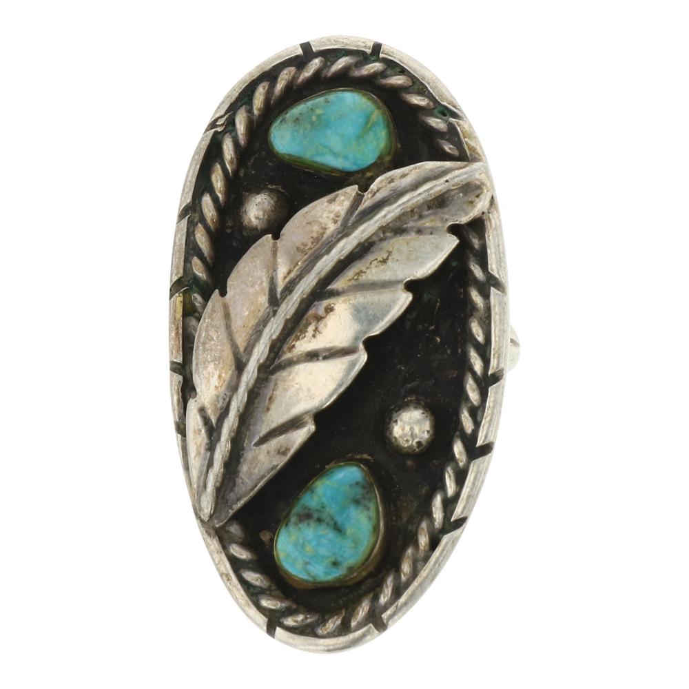 Vintage Nevada Turquoise Leaf Ring (1 of 3)