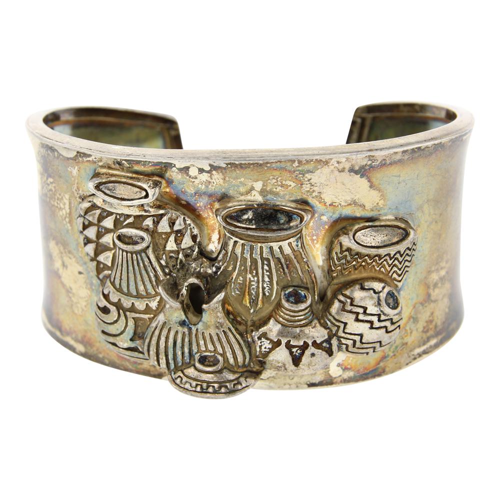 Vintage Story Teller Pottery Cuff Bracelet (1 of 3)