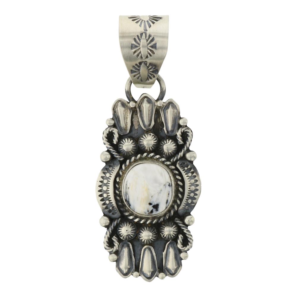 Jeff James Jr. White Buffalo Bump out Stamp Pendant (1 of 2)