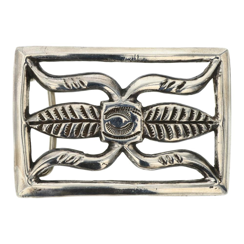 Vintage Sandcast Plain Silver Belt Buckle (1 of 2)