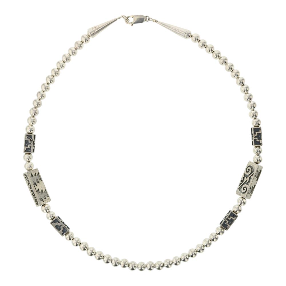 Navajo Overlay Plain Silver Necklace (1 of 3)