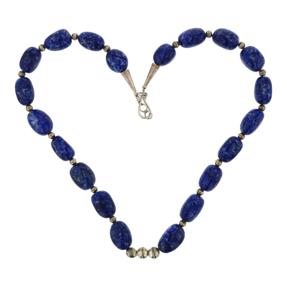 Denim Lapis & Sterling Silver Bench Beads Navajo Strung (1 of 3)