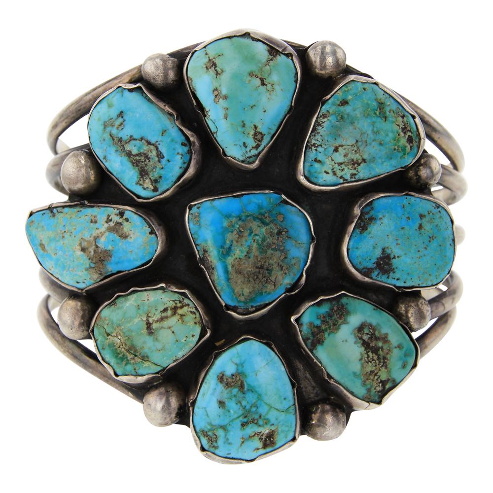 Old Pawn Nevada Nugget Turquoise Cluster Bracelet (1 of 3)