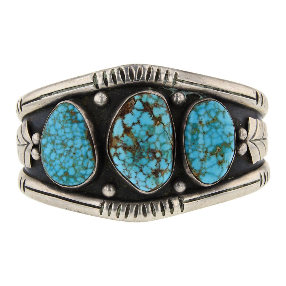 Vintage High Grade Turquoise Mountain Turquoise Cuff (1 of 3)