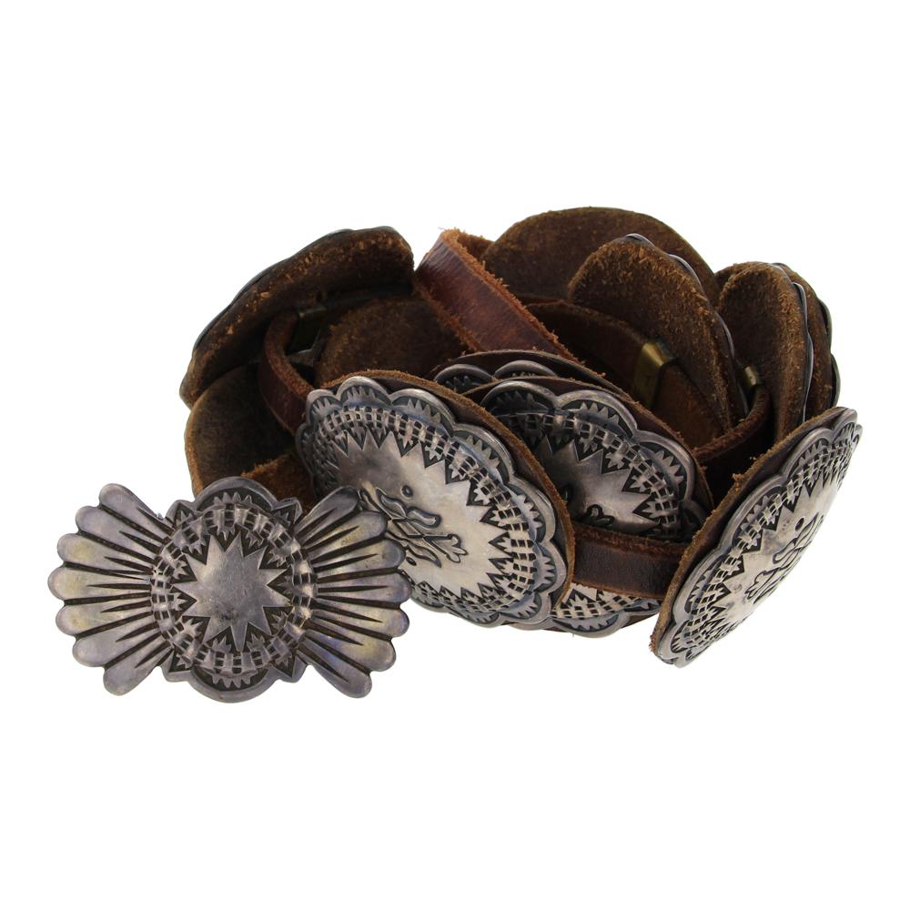 RG Old Pawn Vintage Heavy Deep Stamp Concho Belt (1 of 3)