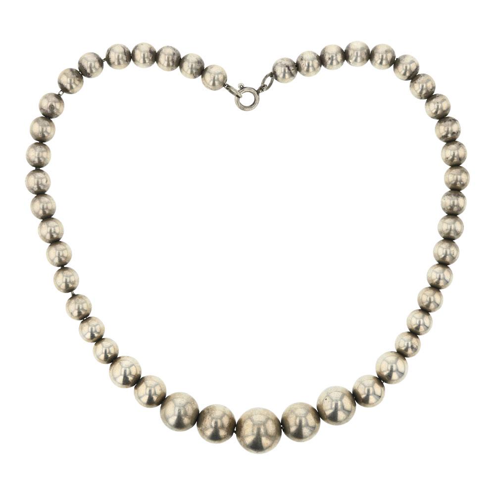 Vintage Graduated Silver Beads Necklace (1 of 3)