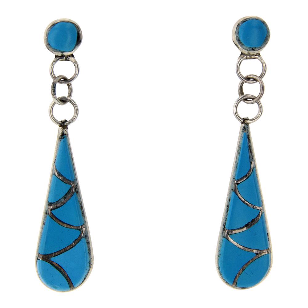 Turquoise Zuni Teardrop Earrings (1 of 2)