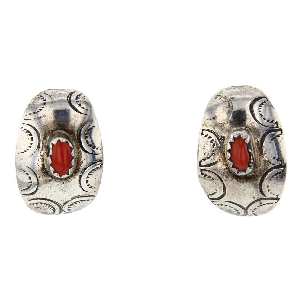 Vintage Coral Stamp Hoop Earrings (1 of 3)