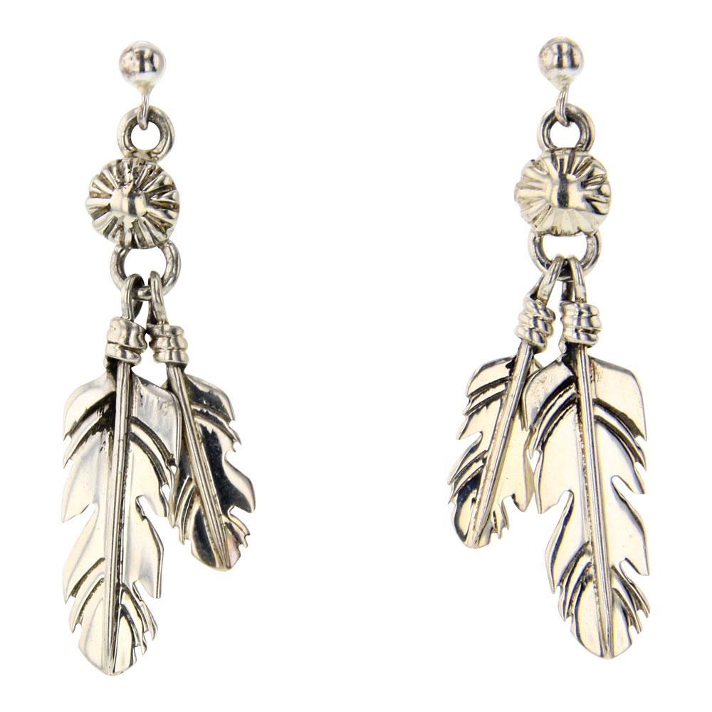 Plain Silver Navajo Feather Earrings (1 of 2)