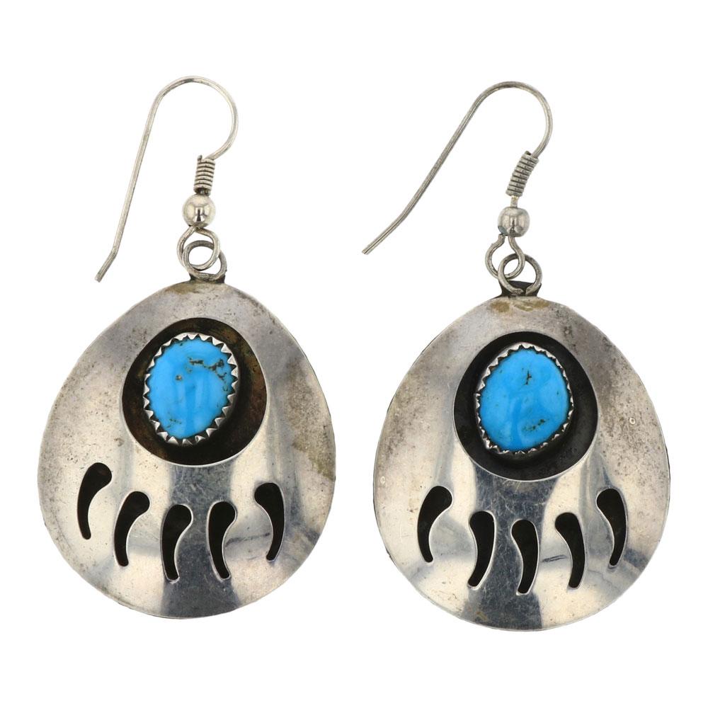 Turquoise Shadowbox Bear Paw Earrings (1 of 2)