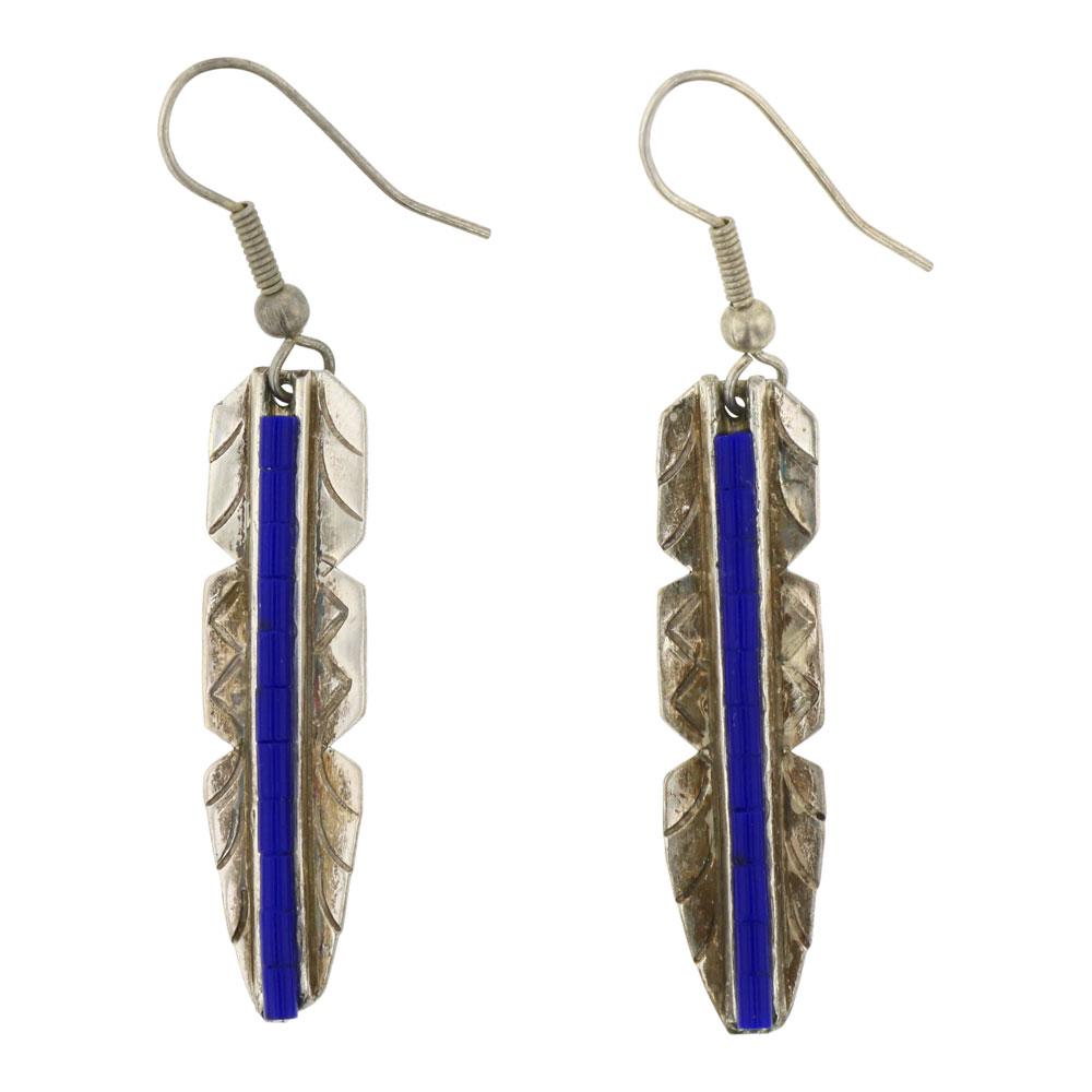 AJ lapis Inlay Feather Earrings (1 of 2)