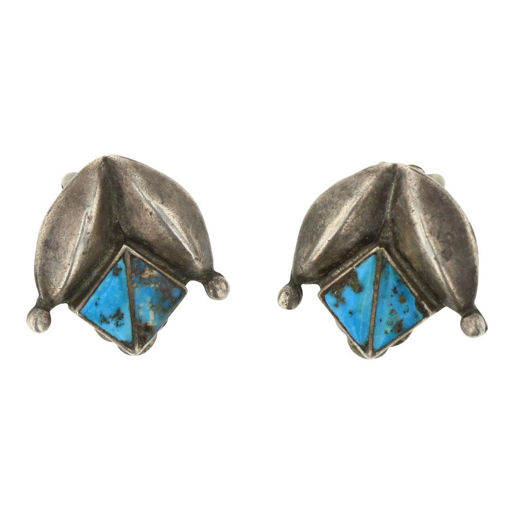 Turquoise Vintage Clip Earrings: Sterling Silver | Genuine Turquoise | Turquoise Vintage Clip Earrings | Navajo Native American Southwest Indian Jewelry | Weight:9.2 Grams, | Dimensions: Earrings: 1" x 1" (for both) |