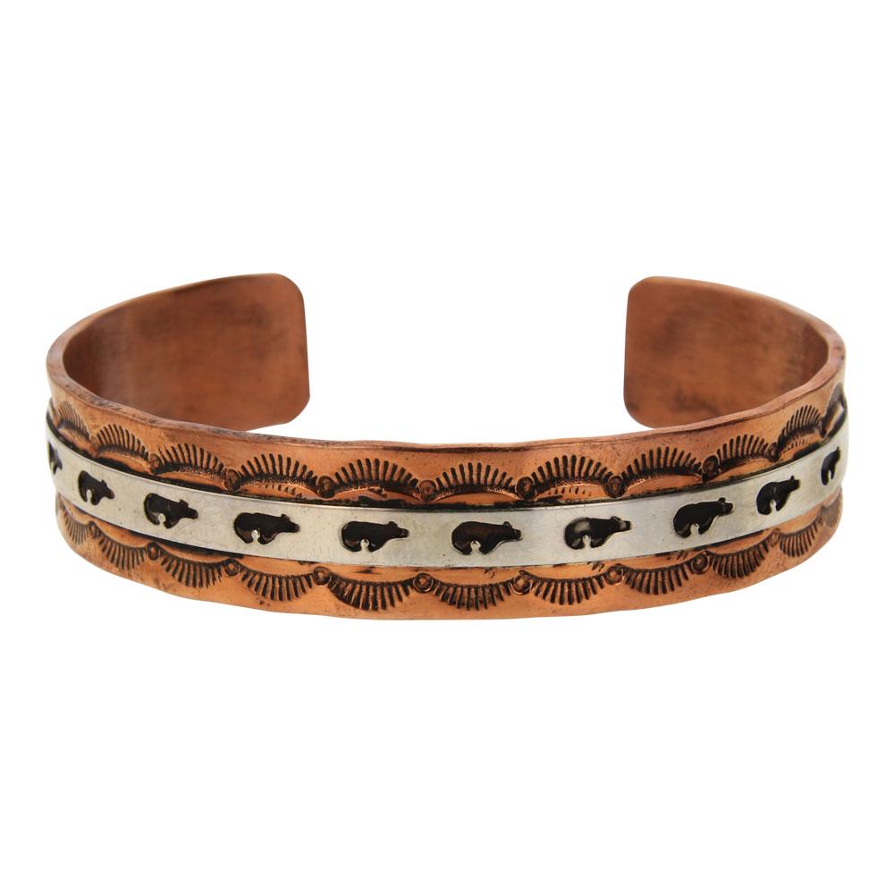 Skeets Overlay Silver over Copper Bear Cuff Bracelet (1 of 4)