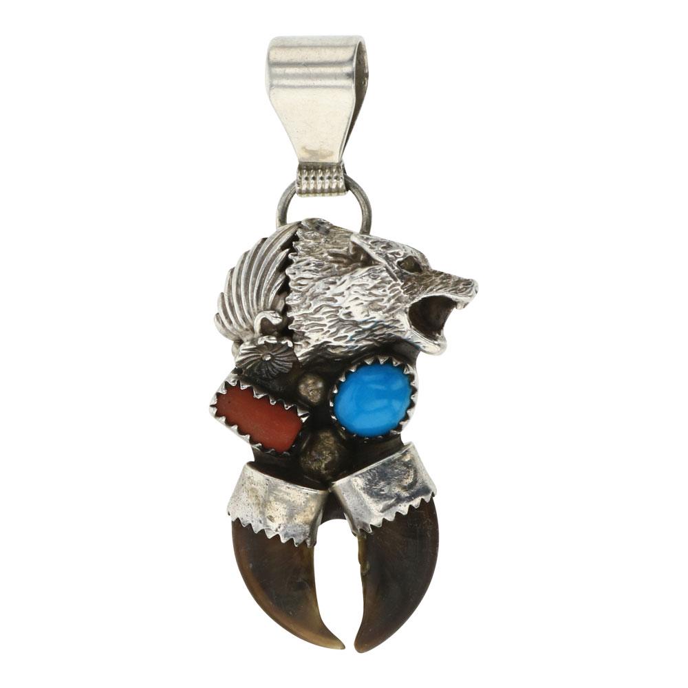 Turquoise & Bear Claw Pendant (1 of 2)