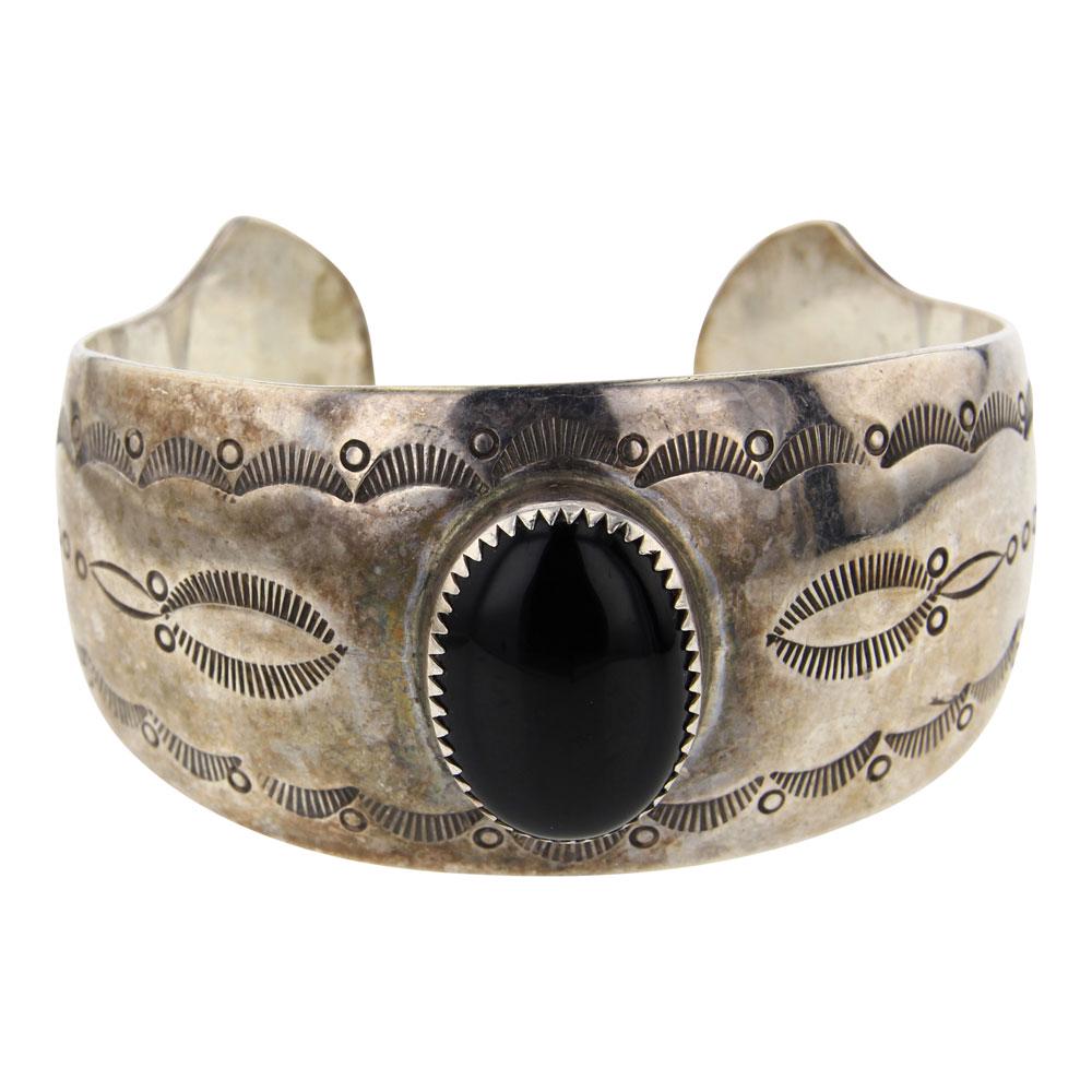 Robert Kelly Black Onyx Stamp Cuff Bracelet (1 of 4)