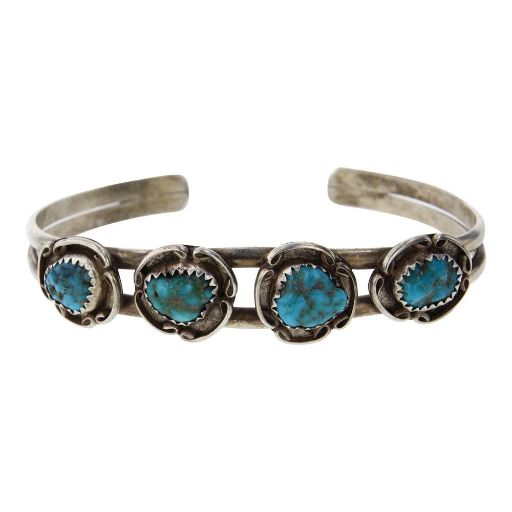 Kingman Turquoise Navajo Cuff Bracelet: Sterling Silver | Genuine Kingman Turquoise | Kingman Turquoise Navajo Cuff Bracelet | Navajo Native American Southwest Indian Jewelry | Weight:15.1 Grams, | Dimensions: Bracelet: 5.5" inner, .75" gap