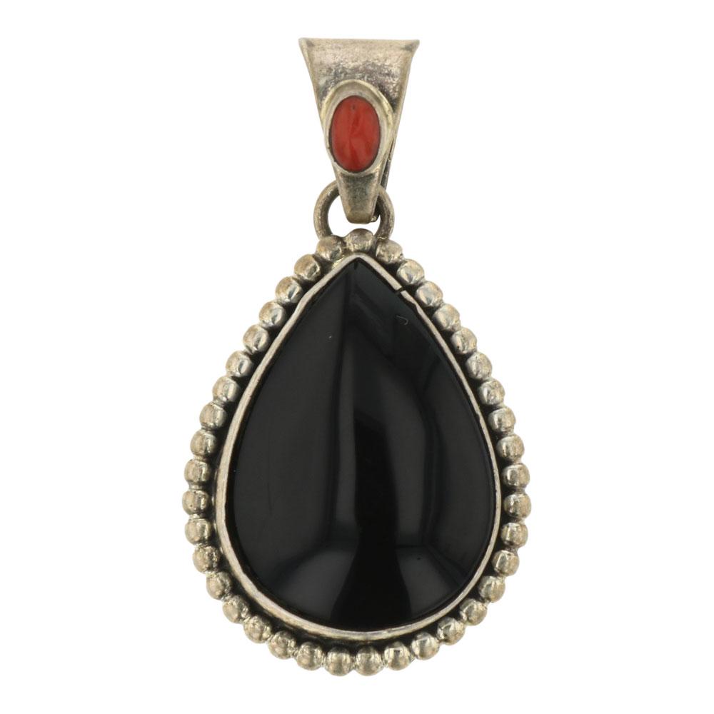 Daniel Mike Coral & black Onyx Pendant (1 of 2)