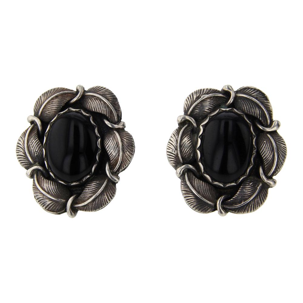 Black Onyx Leaf work Earrings (1 of 2)