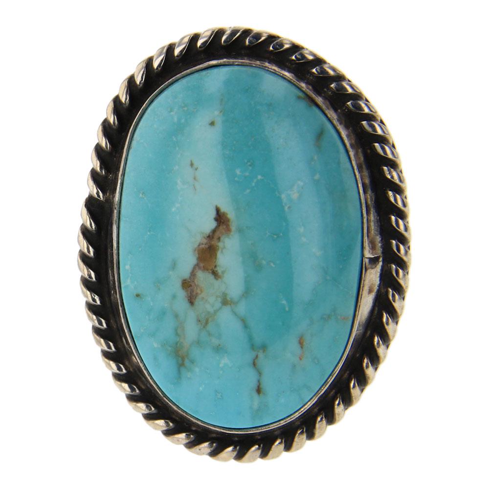 Nevada Turquoise Stamped Adjustable Ring (1 of 3)