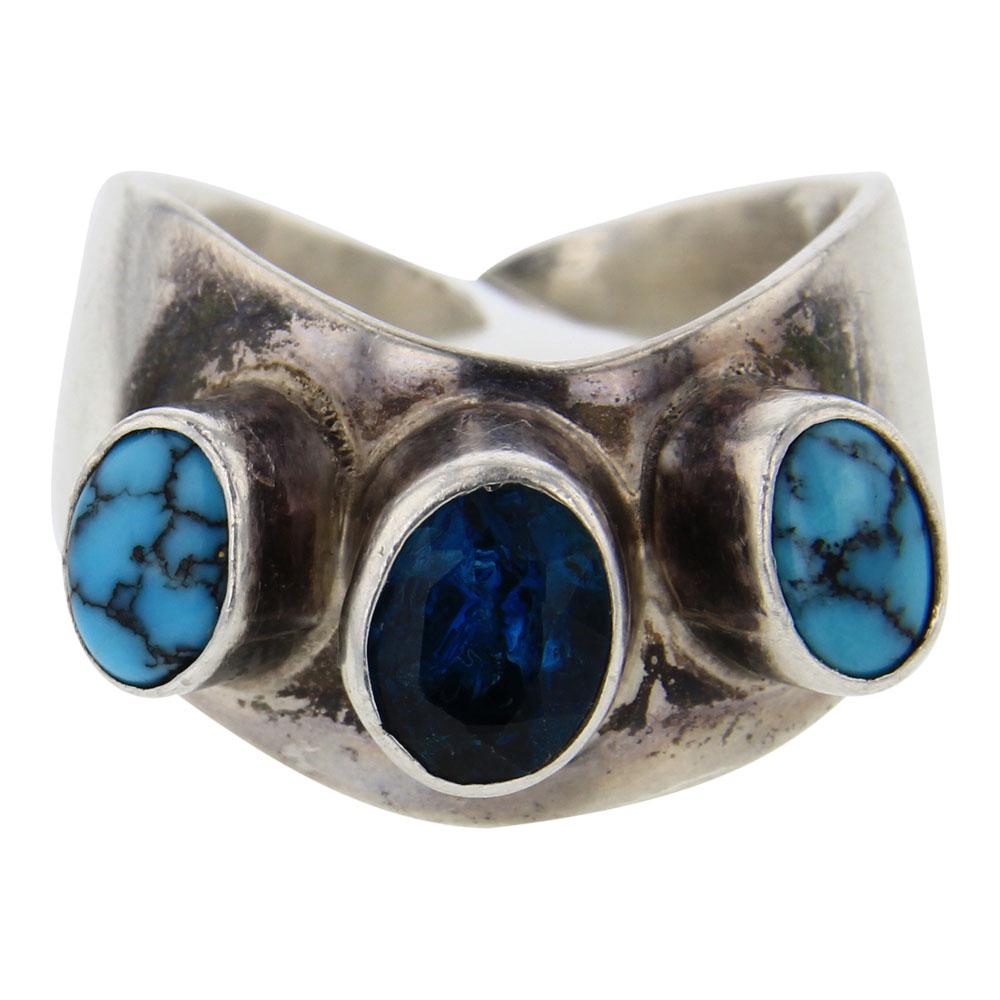 Navajo Turquoise & Topaz Ring (1 of 3)