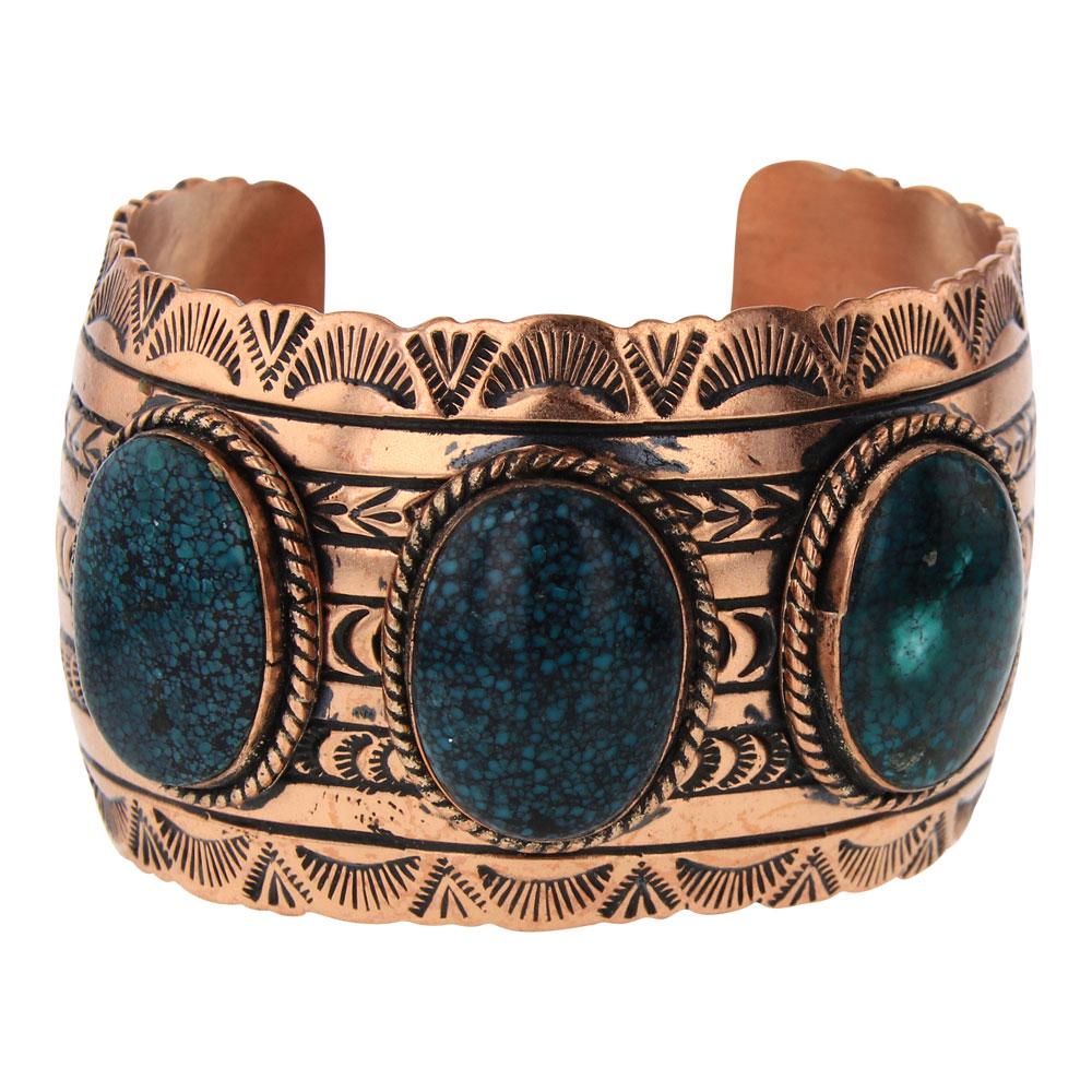 Copper & Turquoise Wide Cuff Bracelet (1 of 3)