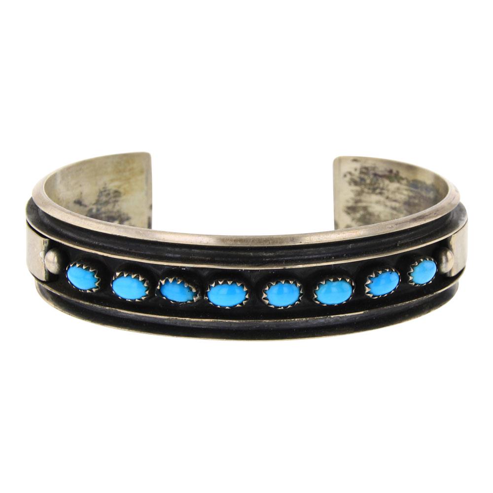 Kingman Turquoise Row Cuff Bracelet (1 of 4)