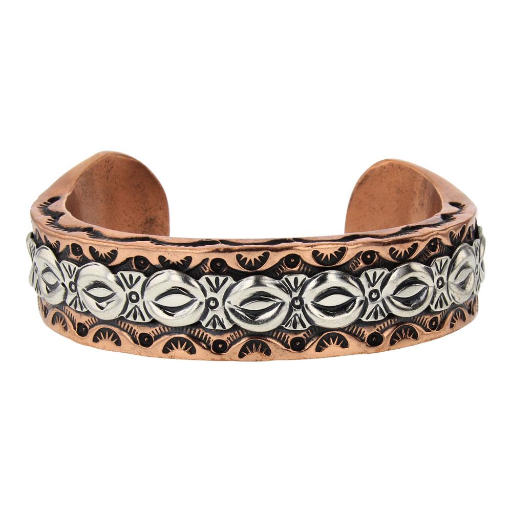 Harold Tahe Sterling Silver over Copper Deep stamp Cuff (1 of 4)