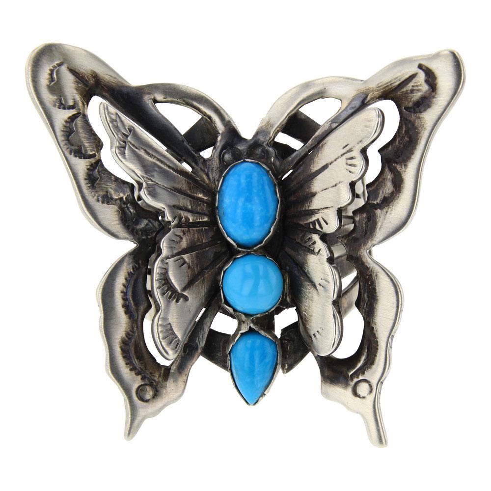 Kingman Turquoise Double Stack Butterfly Ring (1 of 3)