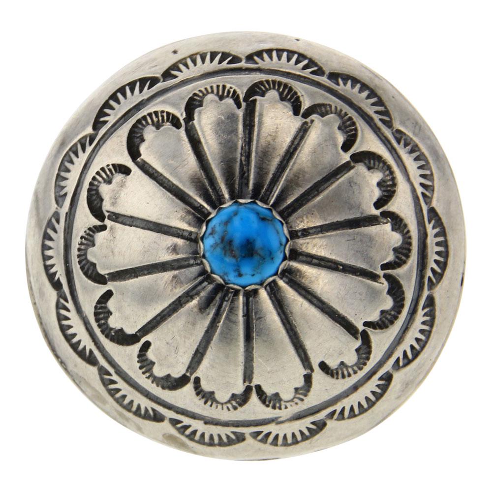 Kingman Turquoise Stamped Domed Ring (1 of 3)