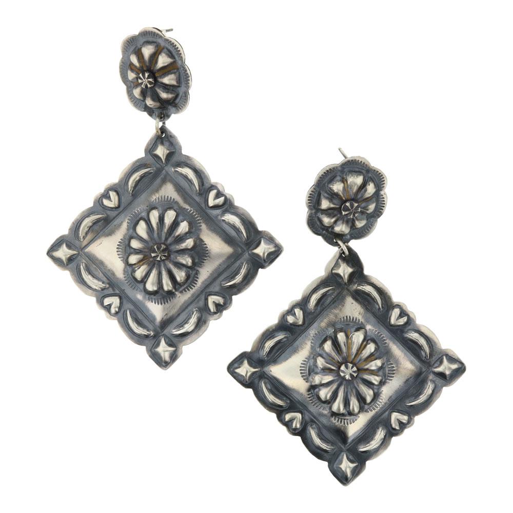 Navajo Bump out Plain Silver Earrings (1 of 2)