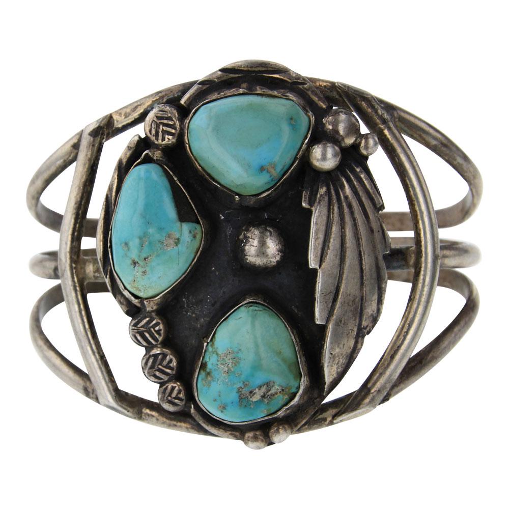 Vintage Pawn Nevada Turquoise Bracelet: Sterling Silver | Genuine Nevada Turquoise | Vintage Pawn Nevada Turquoise Bracelet | Navajo Native American Southwest Indian Jewelry | Weight:48.4 Grams, | Dimensions: Bracelet: 5.5" inner, 1" gap, 6