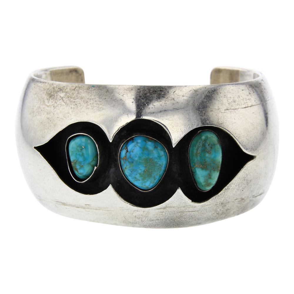 Vintage Pawn Blue Ridge Turquoise Shadow Box Domed Cuff (1 of 4)