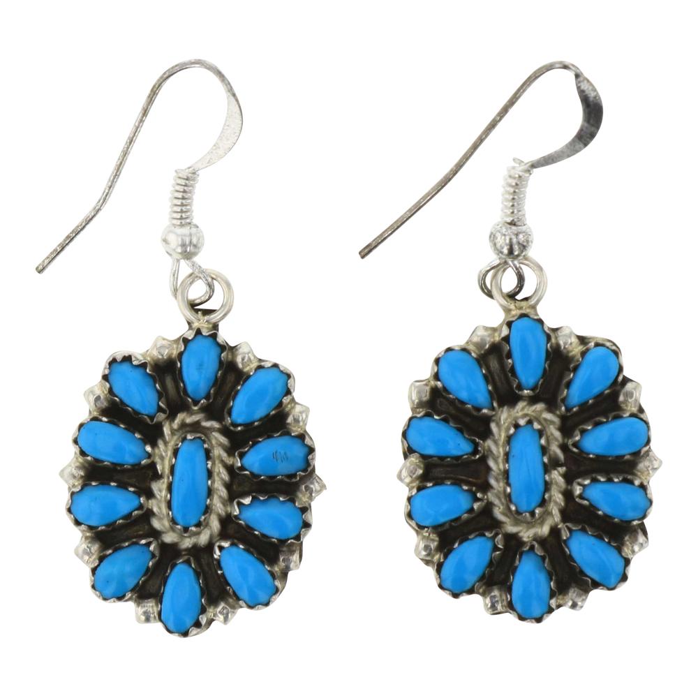 Block Reconstituted Turquoise Cluster Earrings (1 of 2)