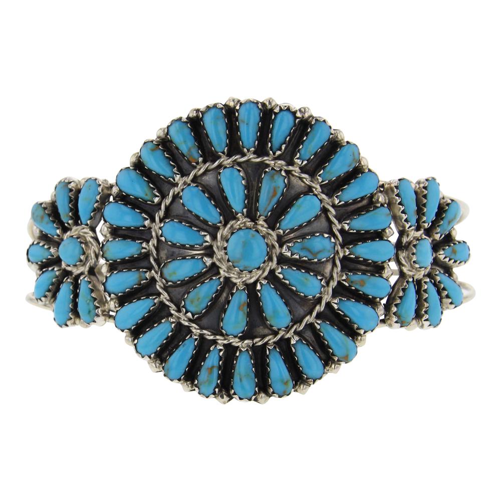 Block Reconstituted Turquoise Cluster Bracelet (1 of 3)