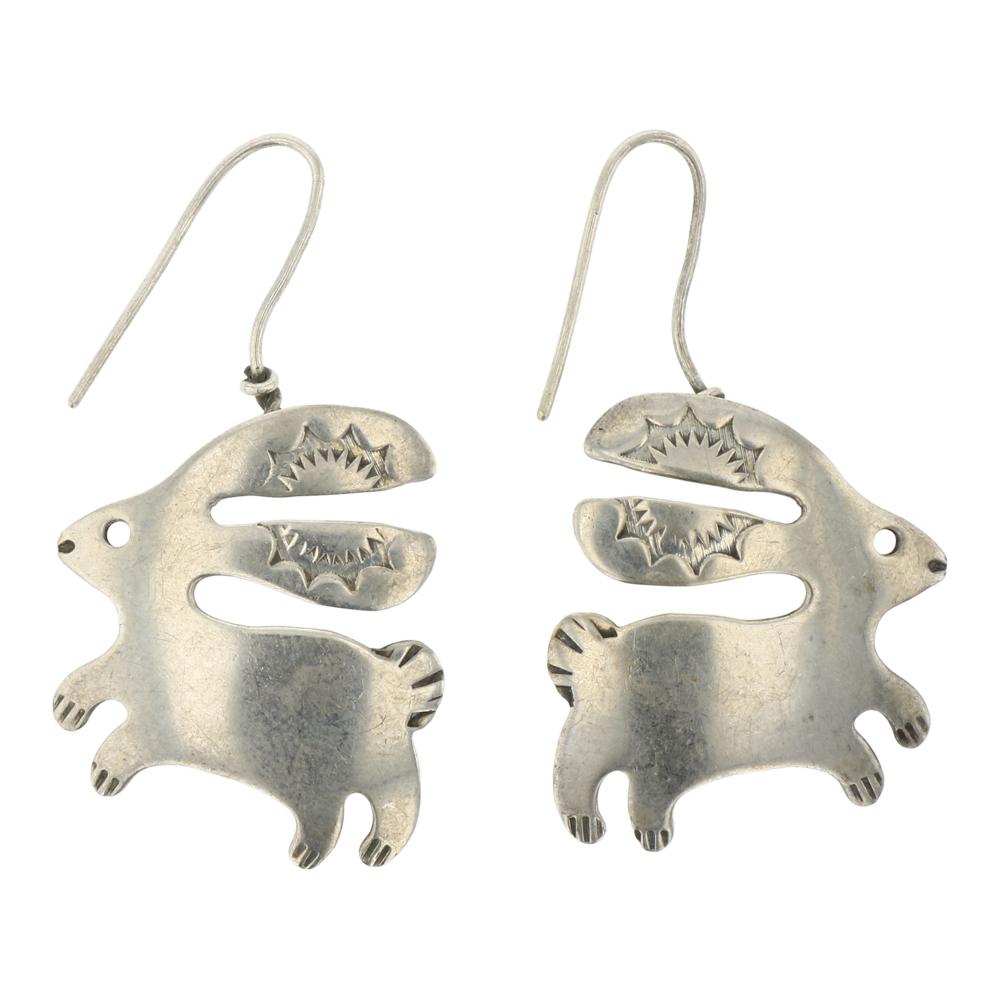 Plain Silver Navajo Jack Rabbit Earrings (1 of 2)