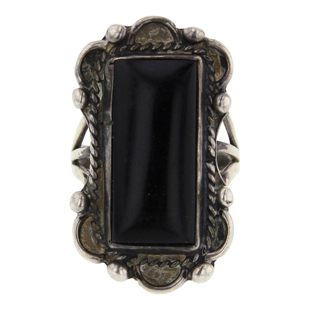 Navajo Rectangle Black Onyx Ring (1 of 3)