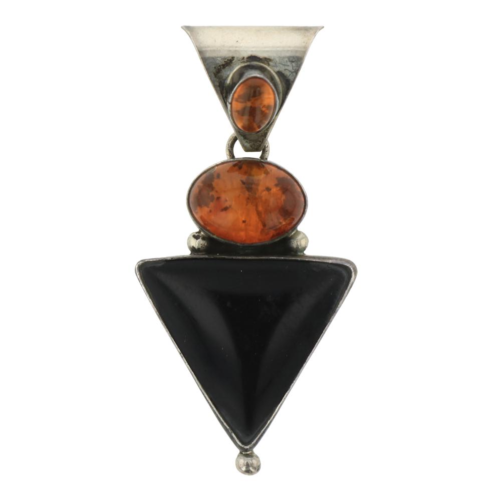 C. Wylie Amber & Black Onyx Pendant (1 of 2)