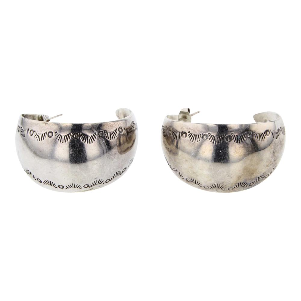 Plain Silver Hoop Stamp Earrings (1 of 3)