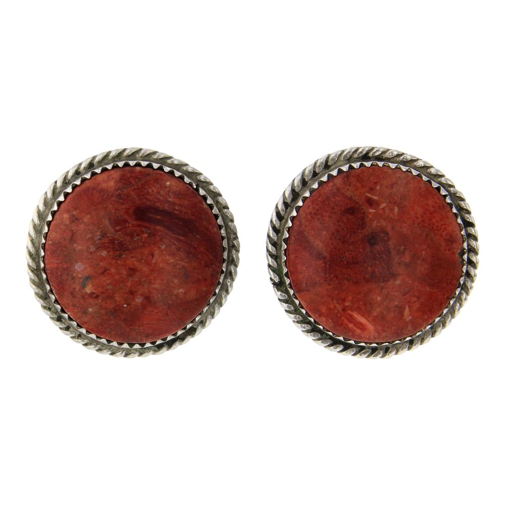 Navajo Twist Wire Sponge Coral Earrings (1 of 3)