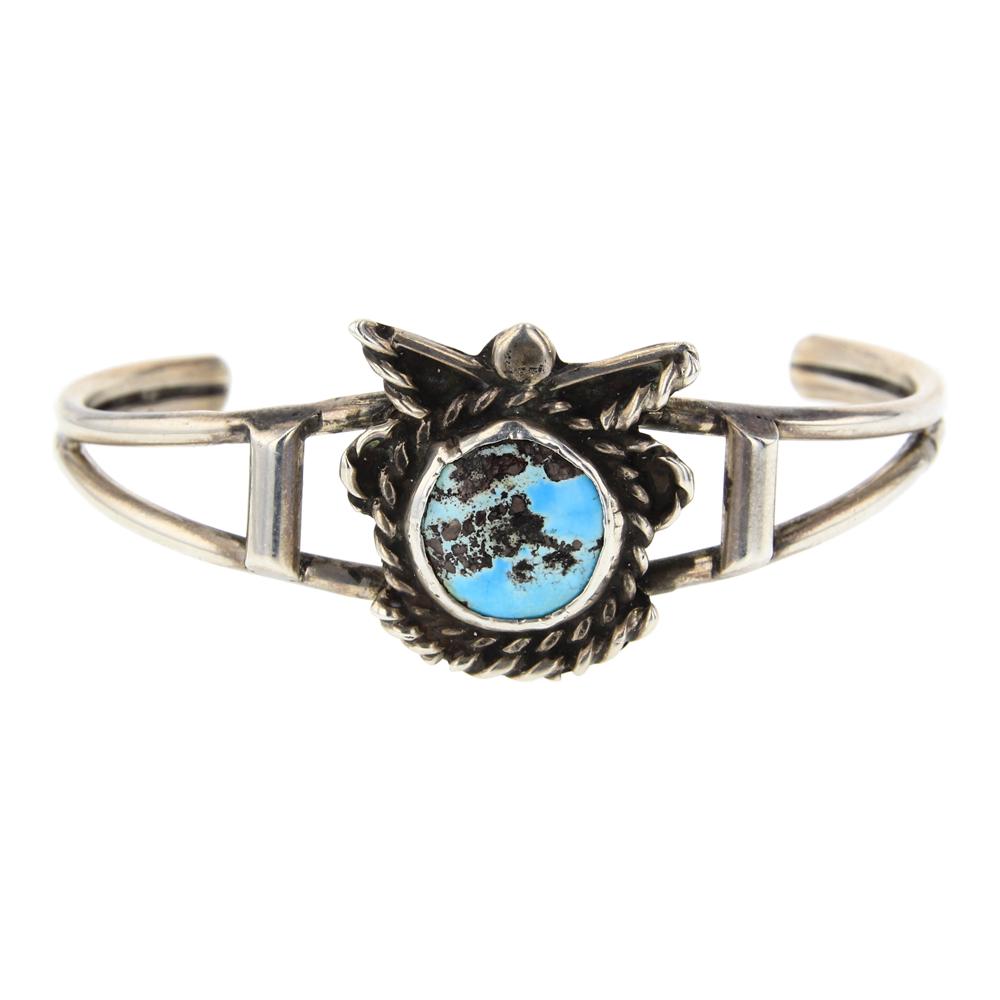 Nevada Turquoise Bracelet: Sterling Silver | Genuine Nevada Turquoise | Nevada Turquoise Bracelet | Navajo Native American Southwest Indian Jewelry | Weight: 22 Grams, | Dimensions: Bracelet: 5" inner, 1.75" gap, 6.75" total, 1