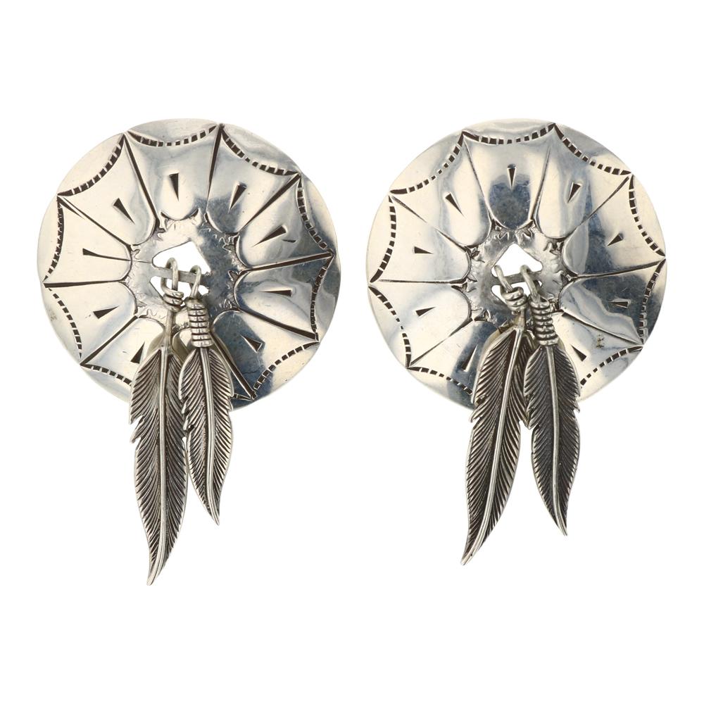 Plain Silver Stamped Feather Earrings (1 of 2)