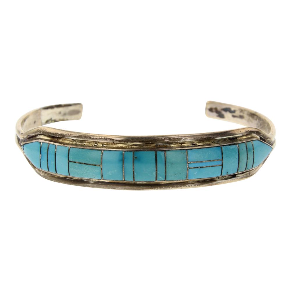 Turquoise Channel Inlay Cuff Bracelet (1 of 4)