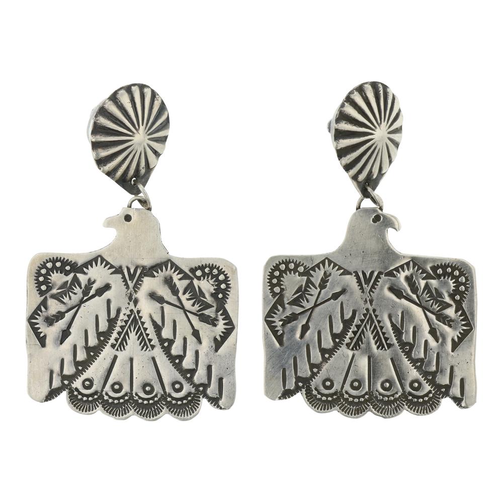 Vincent J Platero Large Stamp Thunderbird Bird Earrings (1 of 2)