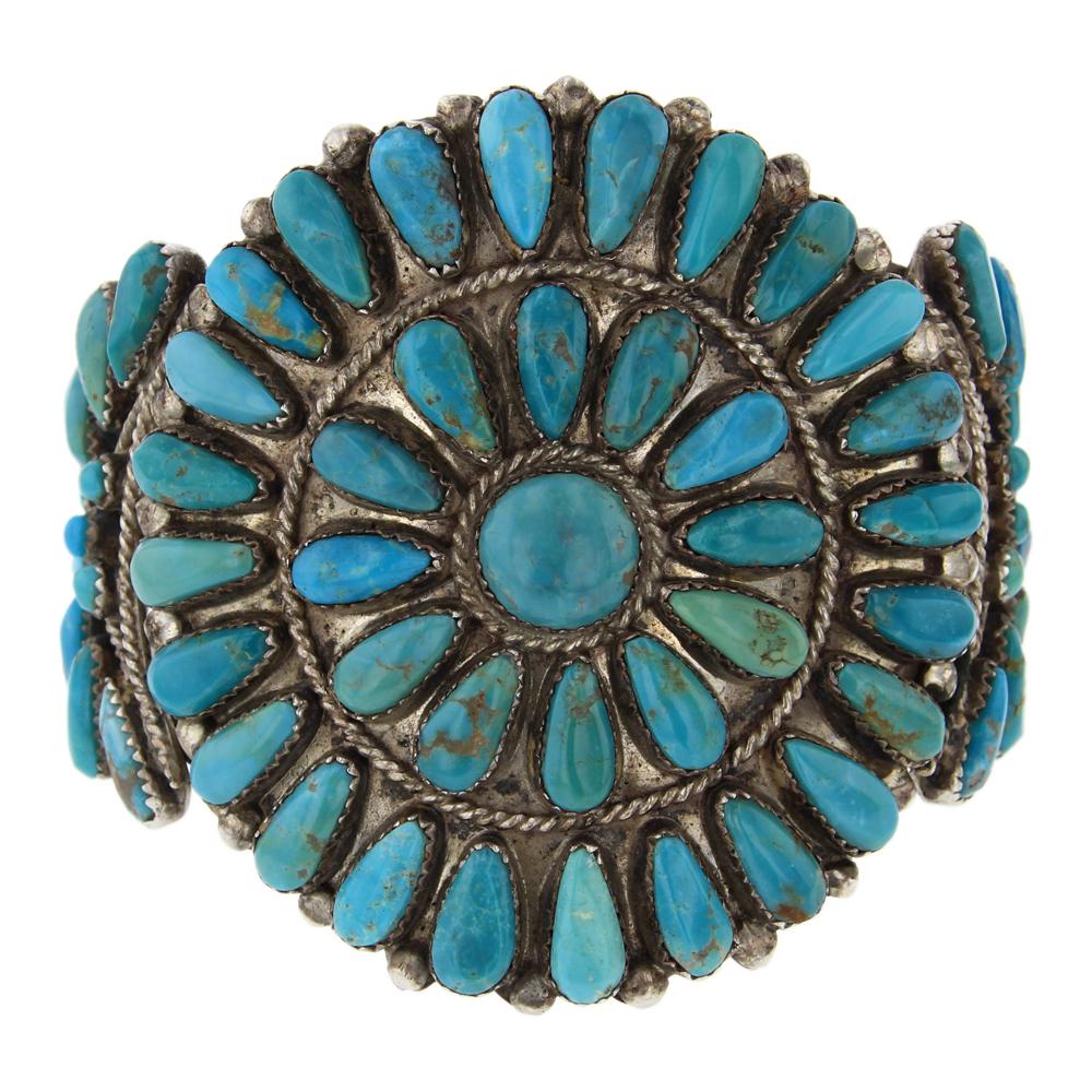 Vintage Pawn Turquoise Original Cluster Cuff Bracelet (1 of 3)