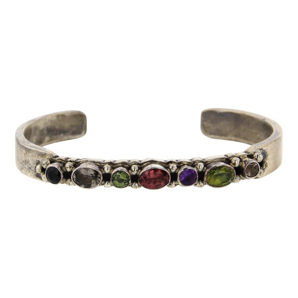Vintage Mixed Gem Stone Cuff Bracelet (1 of 4)