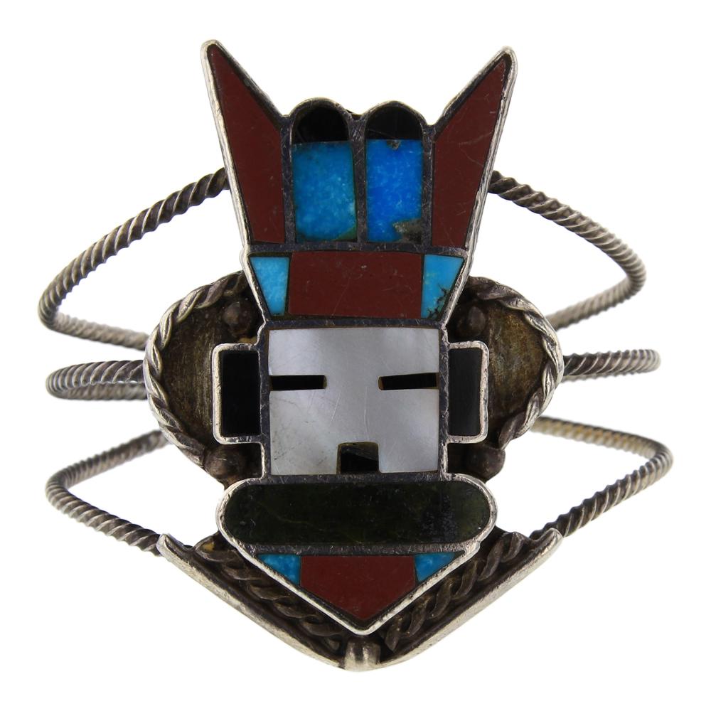 Zuni Inlay Mixed Stone Inlay Chief Bracelet (1 of 3)
