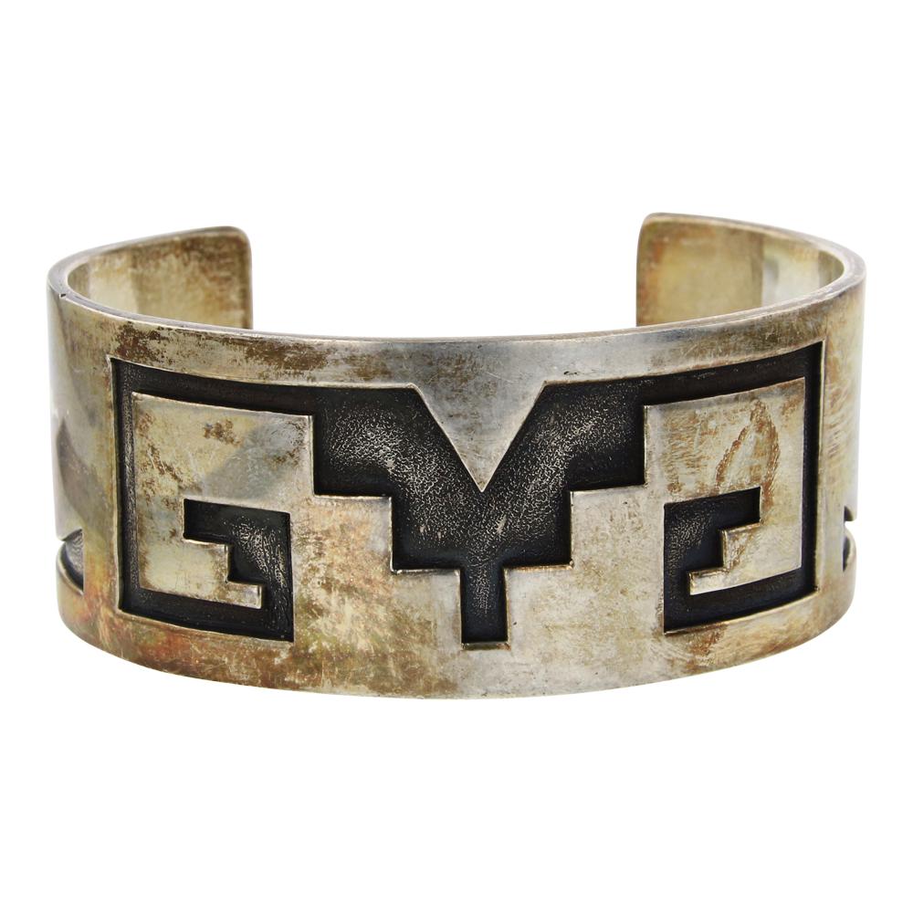 Vintage Overlay Plain Silver Cuff Bracelet (1 of 4)