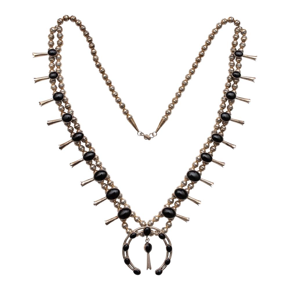 Vintage Black Onyx Squash Blossom Necklace (1 of 3)