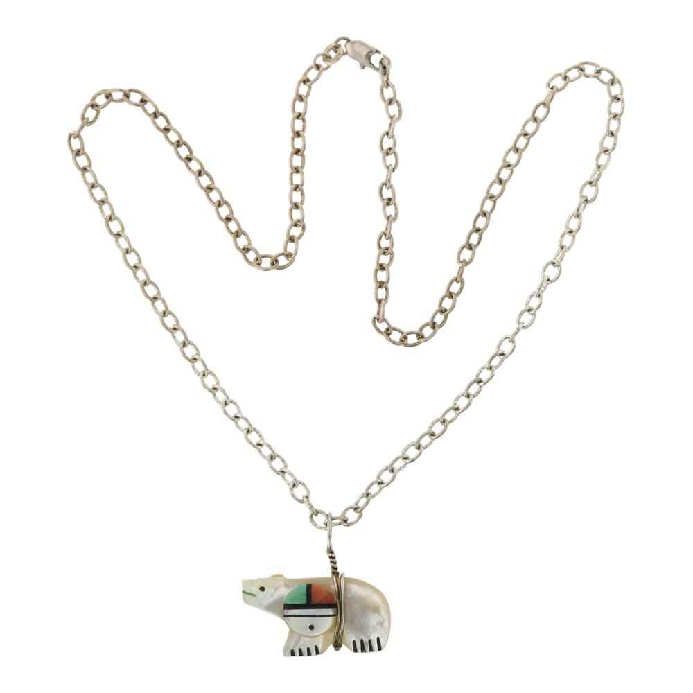 Vintage Zuni Reversible Fetish Bear Necklace (1 of 3)